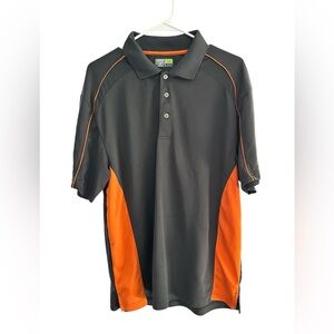 LINKS MENS GOLF SHIRT - SIZE LARGE GRAY W ORANGE ACCENT - PRE-LOVED